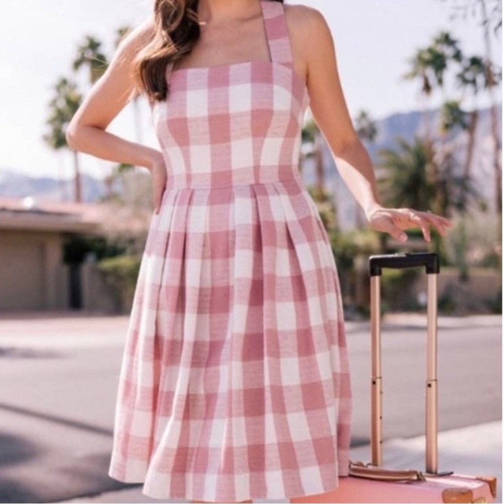 Gal meets glam Nikki Gingham pink dress sz 12